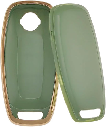 REPROTECTING TPU Key Fob Cover Compatible with Nissan Pathfinder Rogue Kicks (White/Green, 3 Buttons/TPU)