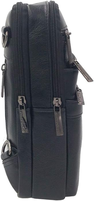 Hebetag Small Leather Sling Shoulder Bag Messenger Pack for Men Women Outdoor Travel Business