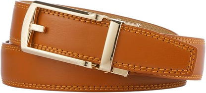 Tonywell Mens Leather Ratchet Belts with Click Buckle Perfect Fit Dress Belt 30mm Wide