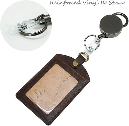 Retractable Key-Chain Badge Reel - Boshiho Heavy Duty Metal ID Badge Holder Key Reel, Key Holder Ring with Belt Clip