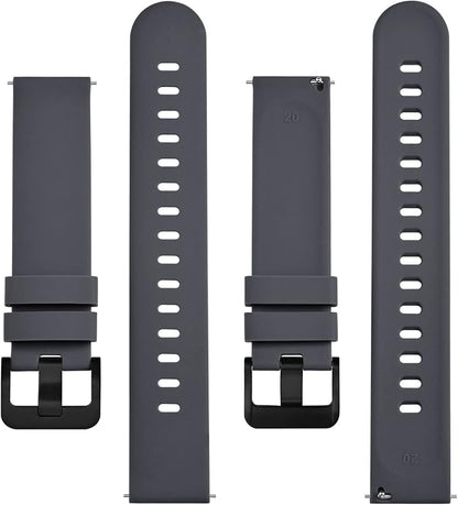 BISONSTRAP Silicone Watch Bands, Slim Watch Straps with Quick Release, 19mm, Grey with Black Buckle