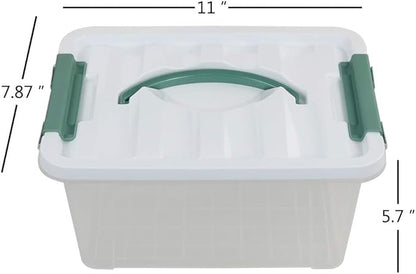 Saedy 6 Quart Clear Plastic Multipurpose Lidded Storage Container Box Bin with Handle, 2-Pack