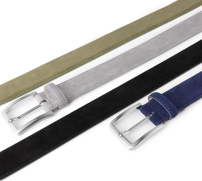 Men's Belt Casual Genuine Leather Suede Belts for Men 1 3/8" Wide Elegant Golf Dress Belt