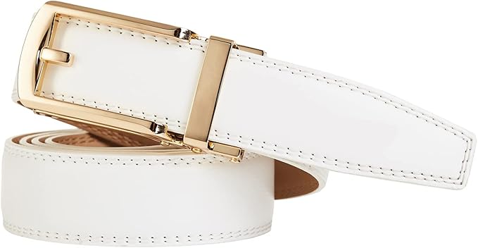 Tonywell Mens Leather Ratchet Belts with Click Buckle Perfect Fit Dress Belt 30mm Wide