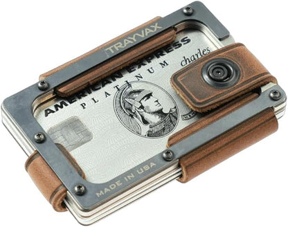 Trayvax Contour Lite Wallet, RFID Front Pocket Money and Credit Card Holder, Minimalist Slim Leather Metal Wallet for Men and Women, Titanium Mississippi Mud