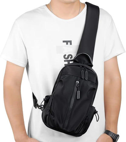Hebetag Leather Sling Bag Crossbody Backpack for Men Women Travel Outdoor Camping
