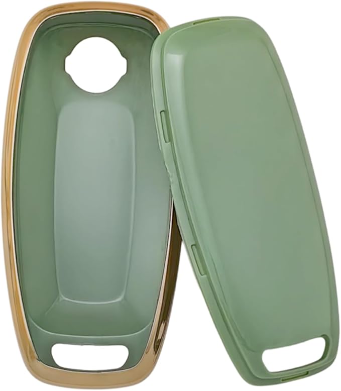 REPROTECTING TPU Key Fob Cover Compatible with Nissan Pathfinder Rogue Kicks (White/Green, 5 Buttons/TPU)