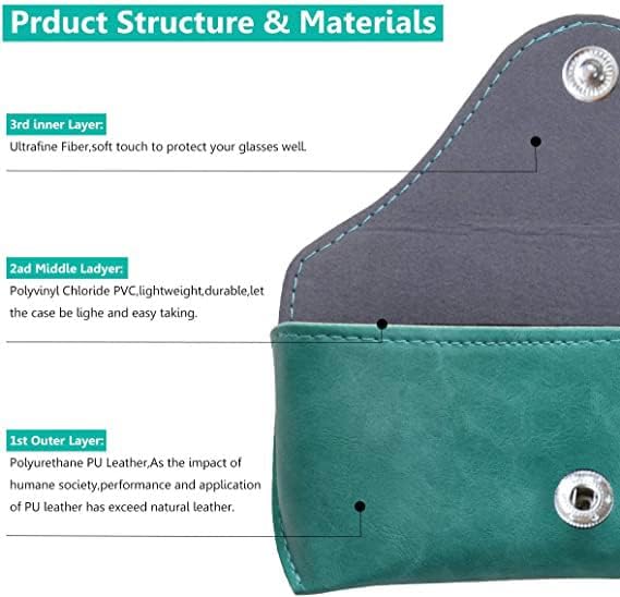 LogHog Portable Leather Glasses Case,Flexible Sunglasses Pouch Slim Case for Women Men Horizontal Eyeglass Case