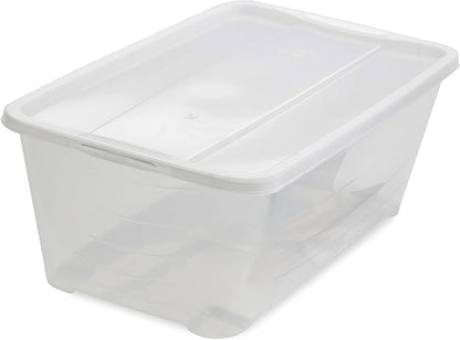 Life Story 6 Liter Shoe, Accessory, and Closet Plastic Storage Box Multi-Purpose Lidded Stacking Tote Containers, Clear (160 Pack)