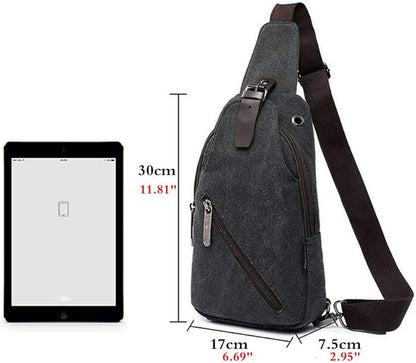 Hebetag Leather Sling Bag Crossbody Backpack for Men Women Travel Outdoor Camping