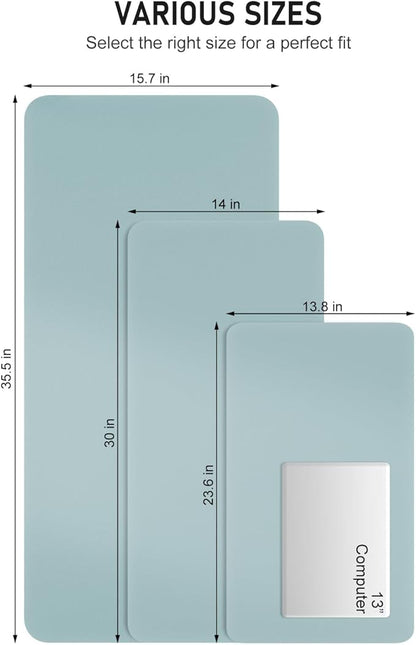 Desk Pad, 23.6" x 13.8" PU Leather Non-Slip Desk Mat Large Mouse Pad for Desktop, Waterproof Laptop Computer Writing Mat for Office, Home, Work, Gaming, Lake Blue