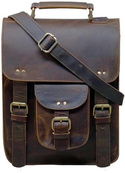 jaald Genuine Leather Messenger Bag Vintage Laptop Crossbody Bag Satchel Man Purse Shoulder Bag for man woman office bag