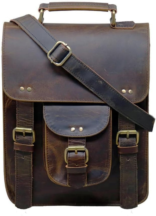 jaald Genuine Leather Messenger Bag Vintage Laptop Crossbody Bag Satchel Man Purse Shoulder Bag for man woman office bag