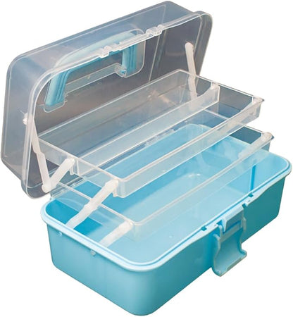 ANGELS CRAFT Clear Plastic Container 3 Layers Organizer Box - Ideal for Beads, Art Supplies, DIY Crafts, Jewelry and Small Items - 15 x 9 x 7.5”