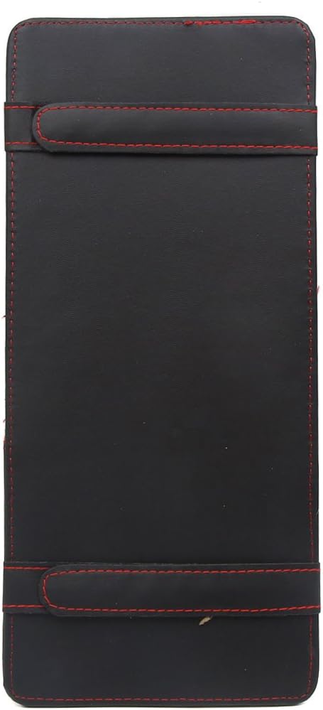 uxcell Black Faux Leather Car Sun Visor CD DVD Storage Sunglass Card Holder Pocket