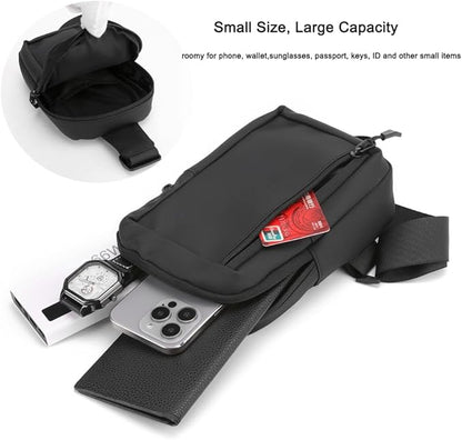 Sireck Crossbody Bag,Cross Body Fanny Packs for Men Women Trendy,Black Small Sling Phone Chest Bag for Workout Running