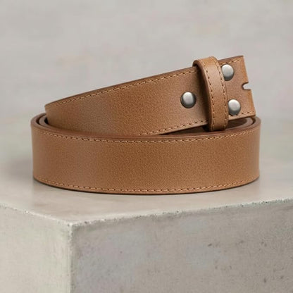 BC Belts Leather Belt Strap with Vintage Distressed Texture 1.5" Wide with Snaps and without Buckle