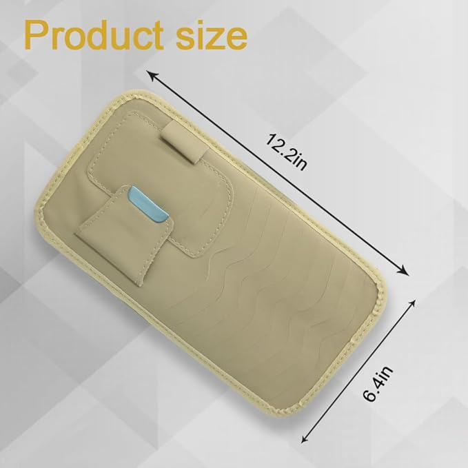 Car Visor Organizer, Sun Glassed Holder, Sunvisor Storage Holder, Car Visor Storage Pocket, PU Leather Pocket Storage Pouch Holder Car Accessories for Sunglasses, Cards, CDs Storage