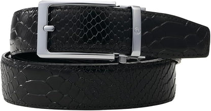 Tonywell Men's Ratchets Belt, Crocodile Embossed Texture, 1-3/8 Wide, Alligator Brown