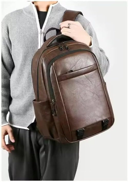 PU Leather Backpack for Men & Women - Work & College Backpack with Laptop Compartment (Chocolate)