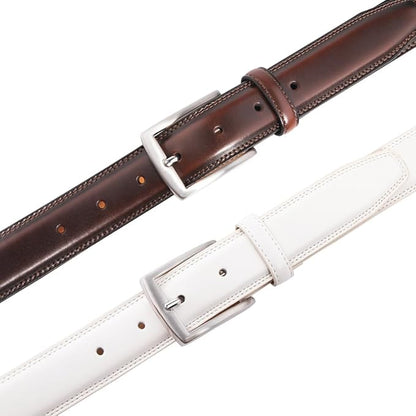 Mens Genuine Leather Dress Belt for Men, Handmade, 100% Cow Leather,Classic Casual and Business Belt Prong Buckle
