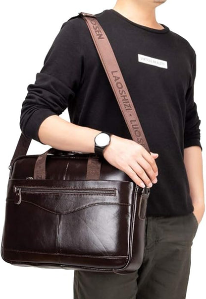Hebetag Small Leather Sling Shoulder Bag Messenger Pack for Men Women Outdoor Travel Business