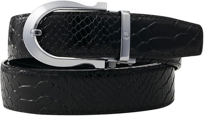 Tonywell Men's Ratchets Belt, Crocodile Embossed Texture, 1-3/8 Wide, Alligator Brown