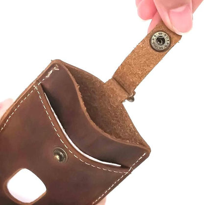 Badge Holder: Boshiho Cowhide Leather ID Badge Card Holder with 19" Neck Lanyard, Vertical Style (Brown)