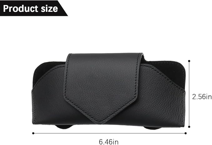 Sunglass Holder for Car Visor, Leather Vehicle Eyeglass Sun Visor Hanger Case with Hidden Magnetic Closure, Automotive Glasses Storage Organizer, Universal for SUV RV Truck (Black)