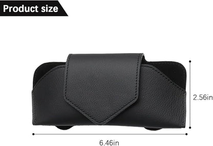 Sunglass Holder for Car Visor, Leather Vehicle Eyeglass Sun Visor Hanger Case with Hidden Magnetic Closure, Automotive Glasses Storage Organizer, Universal for SUV RV Truck (Black)