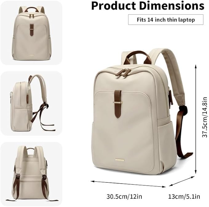 Laptop Backpack for Women,Carry on Travel Backpack Casual Work Business Backpacks Purse College,14 Inch,Apricot