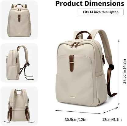 Laptop Backpack for Women,Carry on Travel Backpack Casual Work Business Backpacks Purse College,14 Inch,Apricot