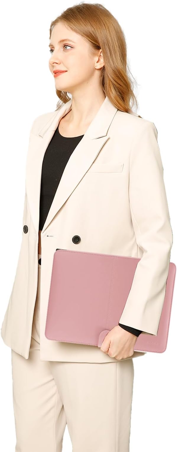 MOSISO Case Compatible with MacBook Air 13.6 inch M4 M3 M2 2025-2022 /Air 13 M1 2022-2018 /Pro 13 inch M2 M1 2025-2016, PU Leather Portfolio Protective Stand Cover, Rose Quartz