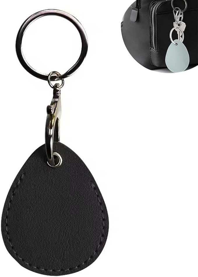 5 Pack RFID Key Fob Holder PU Leather Proximity ID Card Key Chain Protector Case Cover with Key Carabiner Clip Keychain Rings Keeper for 125khz RFID Keyfob Token Tag Door Entry Access Control