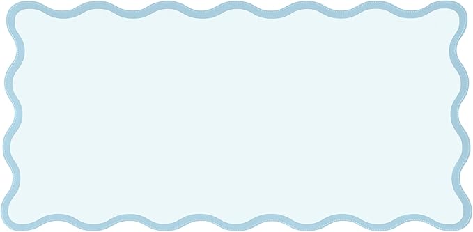 Ralxion Scalloped Desk Mat, 31.5" x 15.7", PU Leather, Waterproof Anti-Slip, Cute Aesthetic Desk Pad for Office/Home/Game/Vanity (Blue, Large)