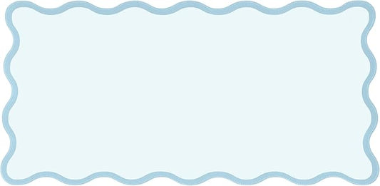 Ralxion Scalloped Desk Mat, 31.5" x 15.7", PU Leather, Waterproof Anti-Slip, Cute Aesthetic Desk Pad for Office/Home/Game/Vanity (Blue, Large)