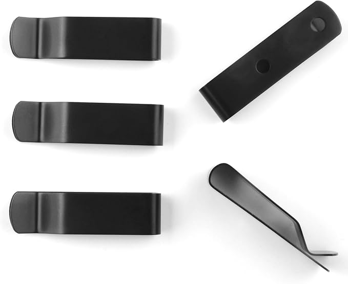 5PCS Black Metal 55x15mm Holster Sheath Belt Clip Snap Clip Clasp Spring Buckle Hook for Wallets, Pouches, Tape Measure