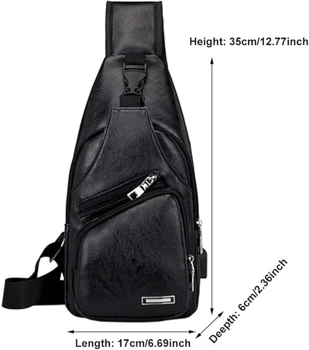 Hebetag Leather Sling Bag Crossbody Backpack for Men Women Travel Outdoor Camping