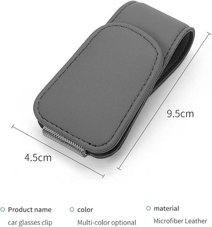 CHOSMOYI Magnetic Leather Sunglass Holder for Car, Sunglasses Clip for Car Visor, Auto Interior Accessories Universal for Different Size Eyeglasses (Grey)