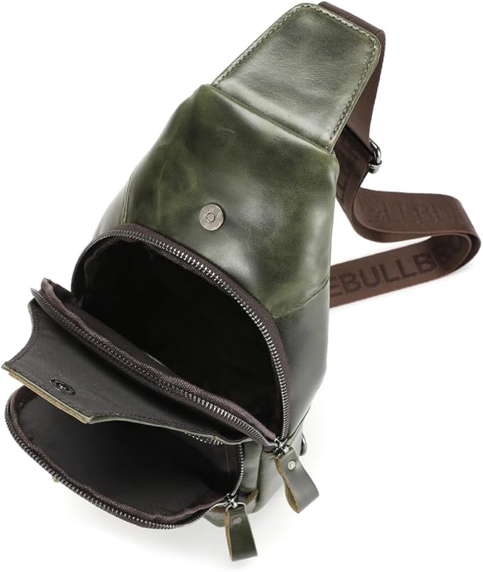 Sling Bag for Men Genuine Leather Chest Bag Crossbody Backpack Travel Hiking Outdoor Sport