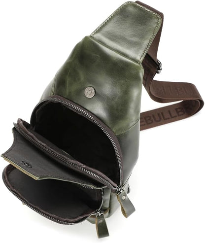 Sling Bag for Men Genuine Leather Chest Bag Crossbody Backpack Travel Hiking Outdoor Sport