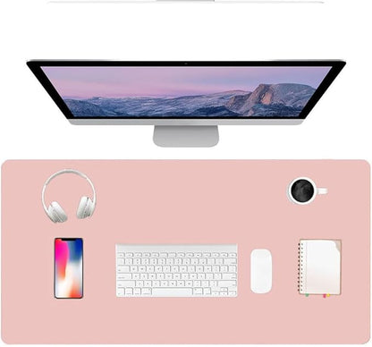 PU Leather Desk Pad Protector Gaming Mouse Pad Non Slip Desk Mat for Keyboard and Mouse Waterproof Desk Writing Pad for Office and Home Desk Accessories(Pink, 35.4 * 17.7)