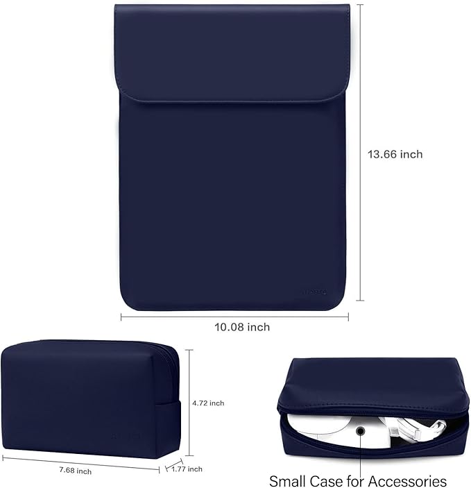 MOSISO Laptop Case 13.3 inch, 13-13.3 inch Laptop Sleeve Compatible with MacBook Neo 13 A18 Pro A3404 /Air 13/Pro 13/Pro 14 M5 M4 M3 M2 M1, Faux Suede Leather Case with Small Bag, Navy Blue