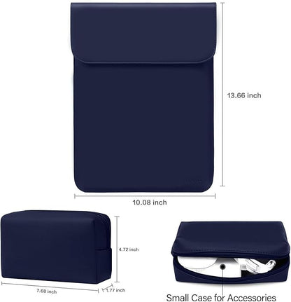 MOSISO Laptop Case 13.3 inch, 13-13.3 inch Laptop Sleeve Compatible with MacBook Neo 13 A18 Pro A3404 /Air 13/Pro 13/Pro 14 M5 M4 M3 M2 M1, Faux Suede Leather Case with Small Bag, Navy Blue