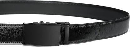 Founders & C Men's Ratchet Belt 1 3/8",Leather Dress Belt Adjustable with Click Sliding Buckle Trim to Exact Fit