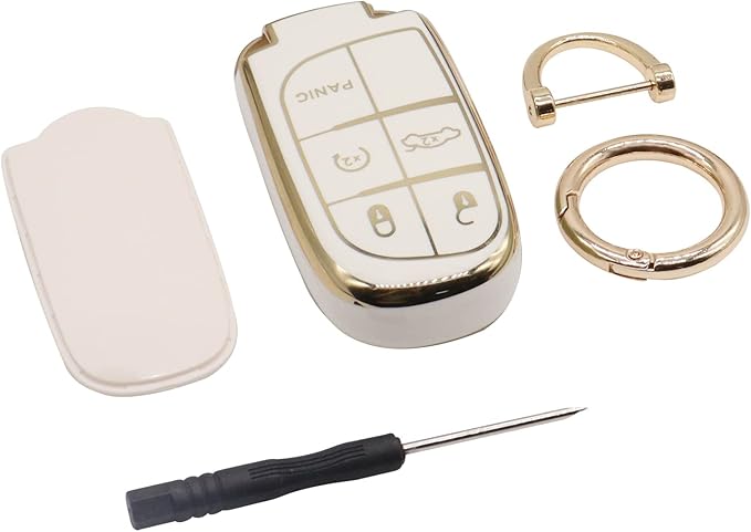 Elegananccy for Jeep Key Fob Cover, Soft Full Protection Key Case Shell Compatible with Jeep Smart Key 3 4 5 Buttons Protector (White)