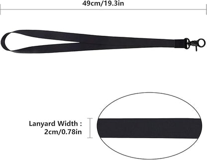 Lanyard, Long Neck Lanyard Key Lanyard, Id Badge Lanyard for Women and Men, Cute Cool Lanyard Strap for Car Keys, Card Holder, Whistle, Keychain, Wallet (Pure Black)