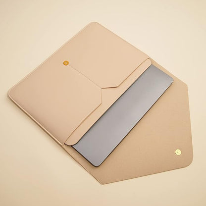 Laptop Sleeve 15 Inch Compatible with New MacBook Pro 15, MacBook Pro 16, Surface Book 15, Dell XPS 15 with Small Pouch, Mouse Pad and Cord Organizer, Color Beige