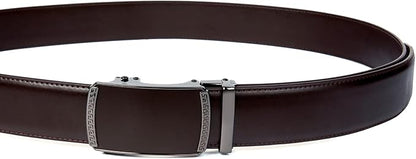 Founders & C Men's Ratchet Belt 1 3/8",Leather Dress Belt Adjustable with Click Sliding Buckle Trim to Exact Fit