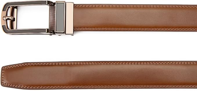 Men's Belt, Leather Ratchet Belt For Men's Dress 3.0cm,1 1/8" Size Adjusted Automatic Buckle